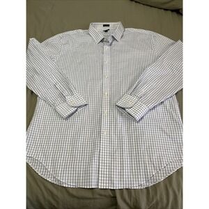 J.Crew  Dress Shirt XXL White Blue Slim Fit Windowpane Check Button Up